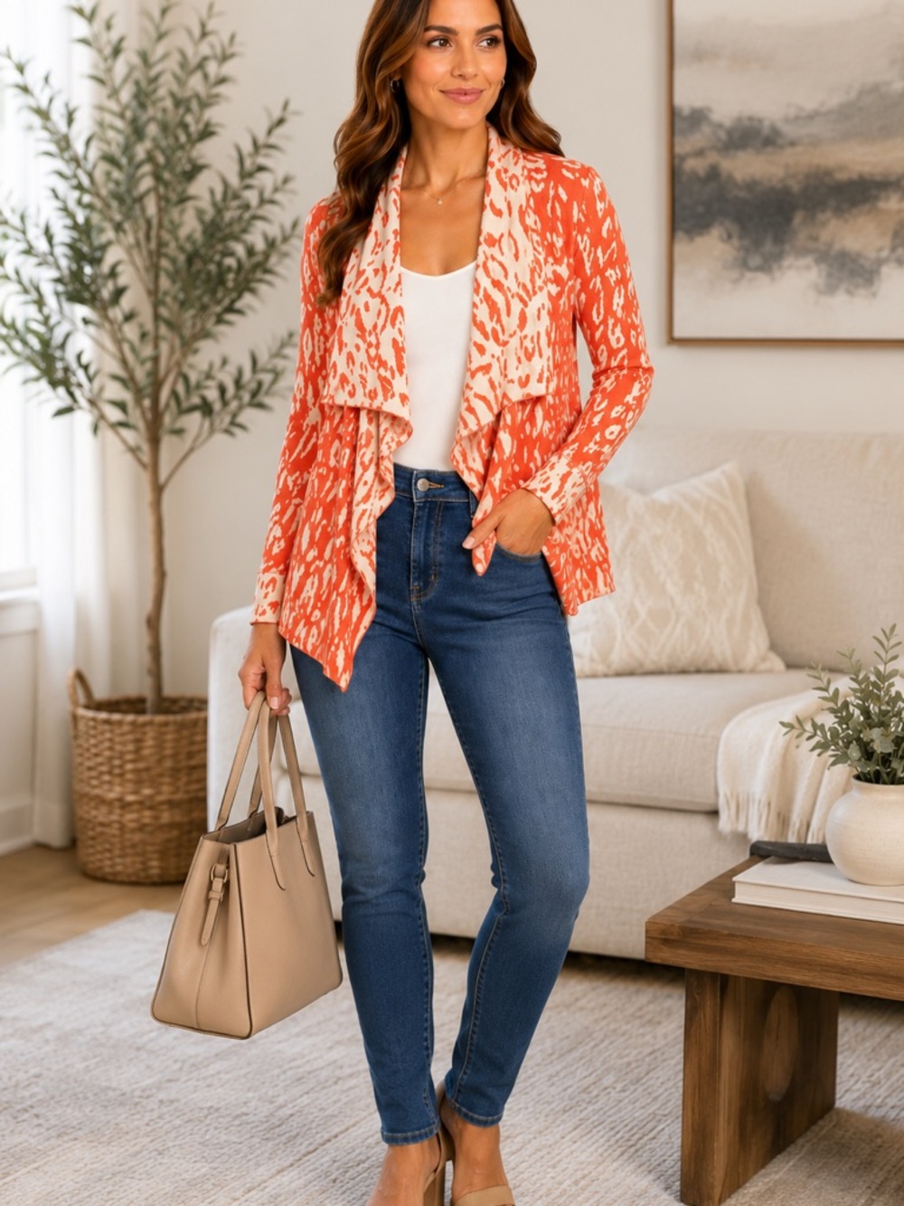 N2 Neiman Marcus Reversible Open Front Cotton Blend Cardigan Size Small